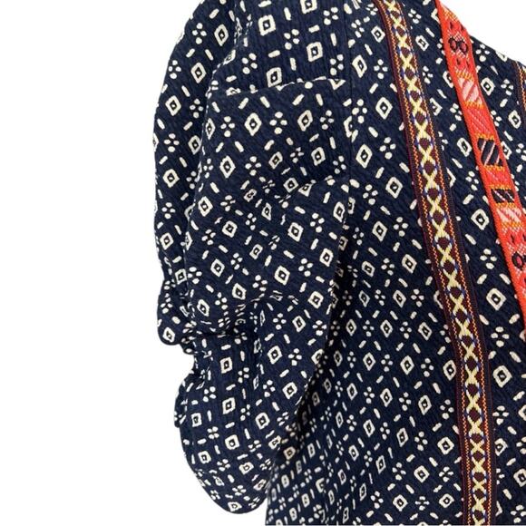 Anthropologie Akemi + Kim Blue Mini Dress Top Hippie Boho Embroidery Size Medium - Picture 4 of 9